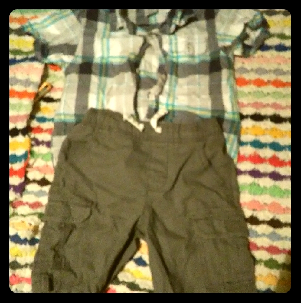 Plaid Button Up W/ Cargo Shorts
